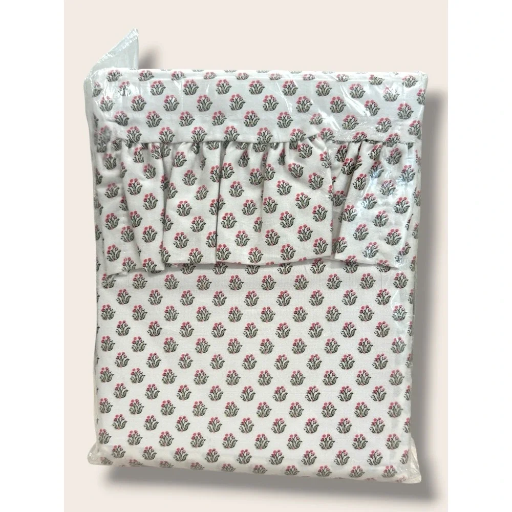 Twin Teen Block Print Ruffle Sheet Set Pink - Threshold Studio McGee, Target